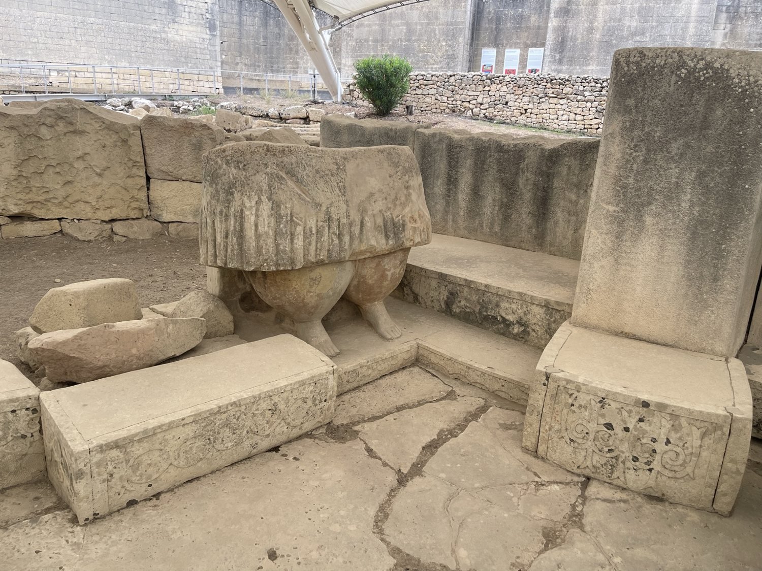 Replica of the monumental skirted stone figure displayed at Tarxien, Malta; the original is housed at the National Museum of Archaeology in Valletta.