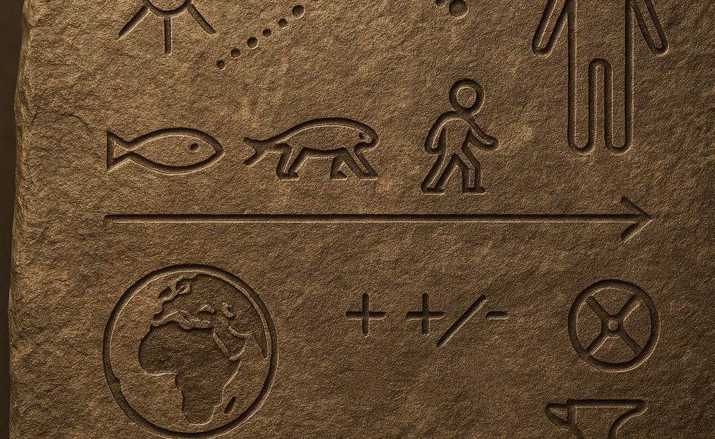 Ancient stone carvings with symbols
