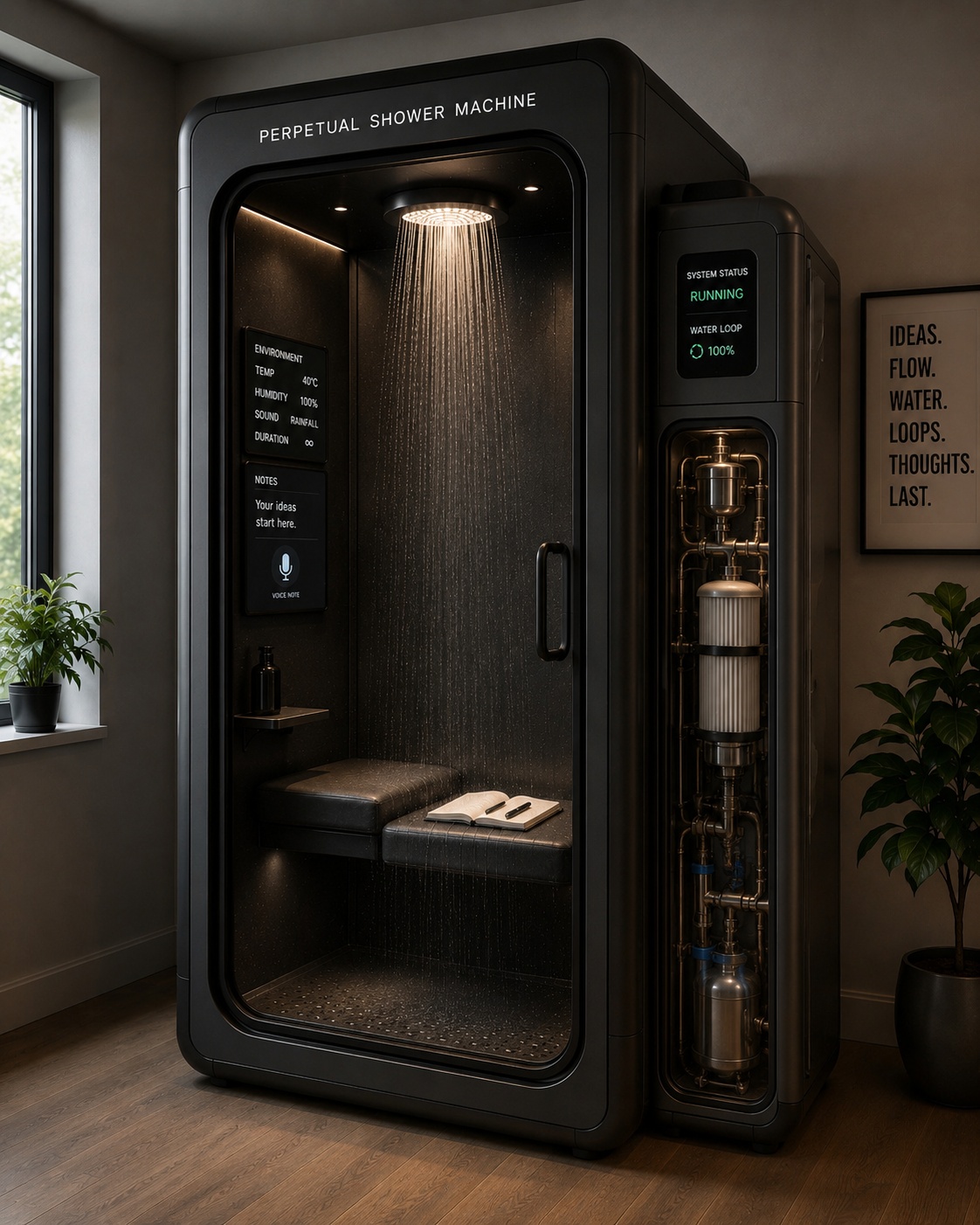 The Perpetual Shower Machine booth